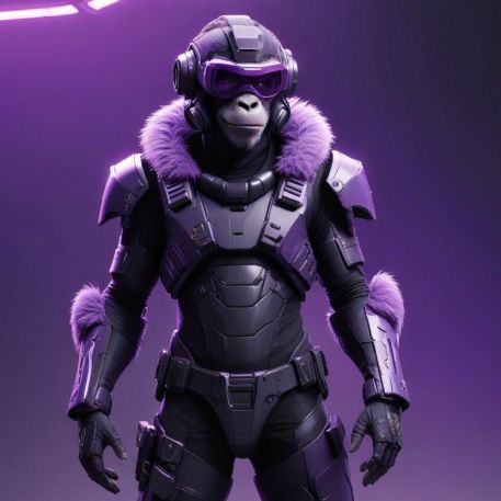 Ilustración futurista de mono tecnológico en traje de explorador representando estabilidad en desarrollo web