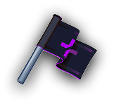 Icono de bandera con detalles morados usado en marketing digital