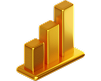 Icono de gráfico de barras doradas representando resultados comerciales