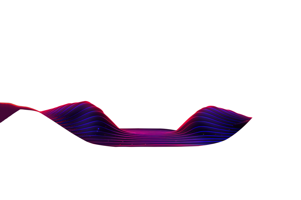 Ilustración de ondas digitales en tonos violeta y fucsia para proyectos creativos