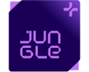 Logotipo púrpura de Jungle, ecosistema de desarrollo de Monkey Plus que integra Flow, Edit y E-Monkey