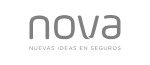 Logotipo gris de Nova Seguros con texto nuevas ideas en seguros