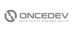 Logotipo gris de Oncedev, partner tecnológico de Monkey Plus
