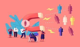 Mano descubriendo la frase inbound marketing en un papel rodeado de dibujos de negocios