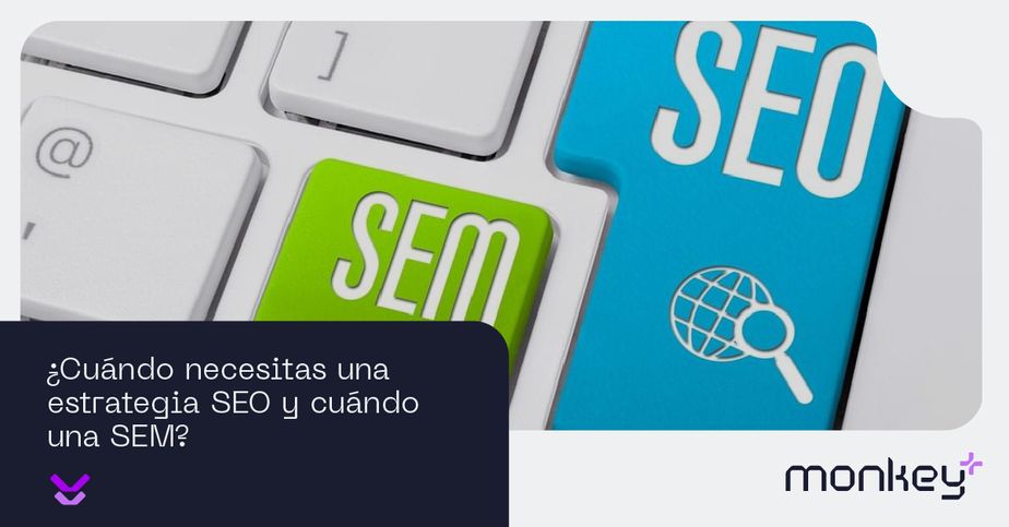 Teclado con teclas de SEO y SEM resaltadas