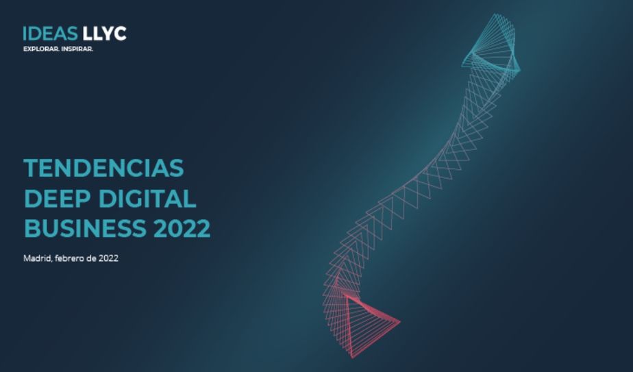 Portada con título Tendencias Deep Digital Business 2022 sobre fondo azul
