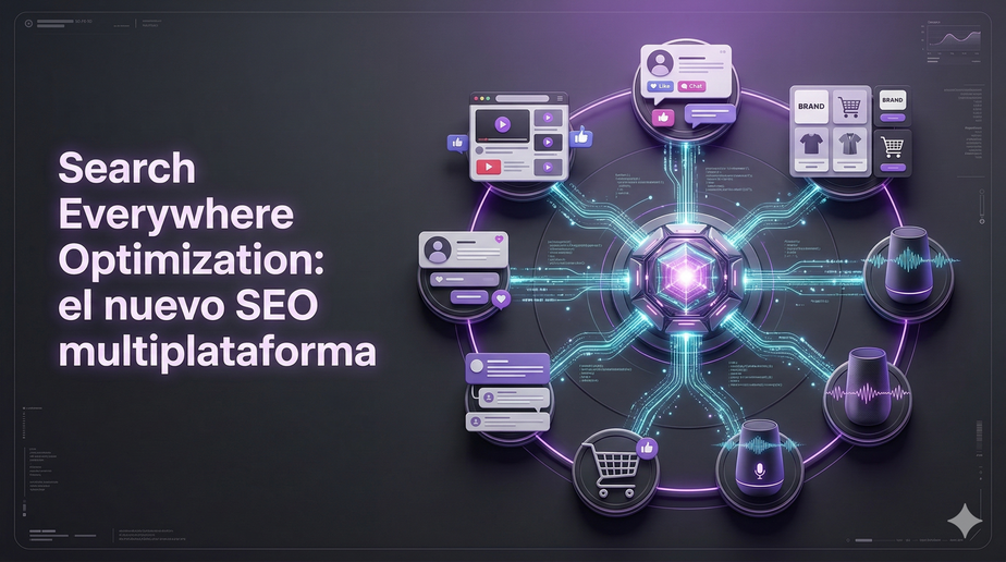 El SEO ya no ocurre solo en Google. Descubre qué es Search Everywhere Optimization y cómo optimizar tu presencia digital en motores de búsqueda, redes sociales y plataformas de IA.